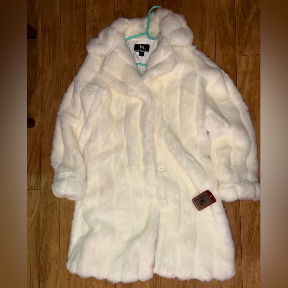 Blanc Noir White Faux Fur Coat